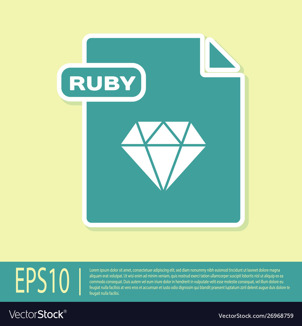 Green ruby file document download button Vector Image Green ruby file document download button