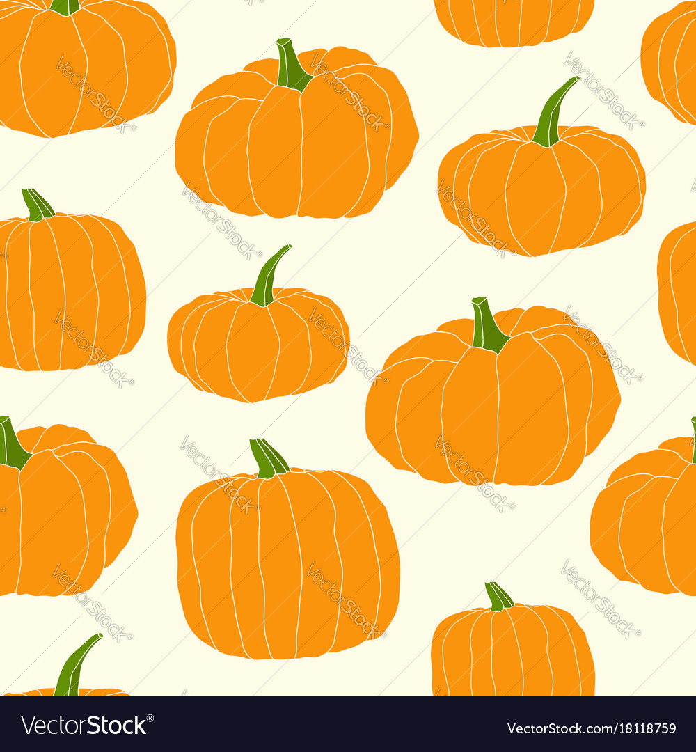 Hand drawn orange pumpkin seamless pattern Vector Image