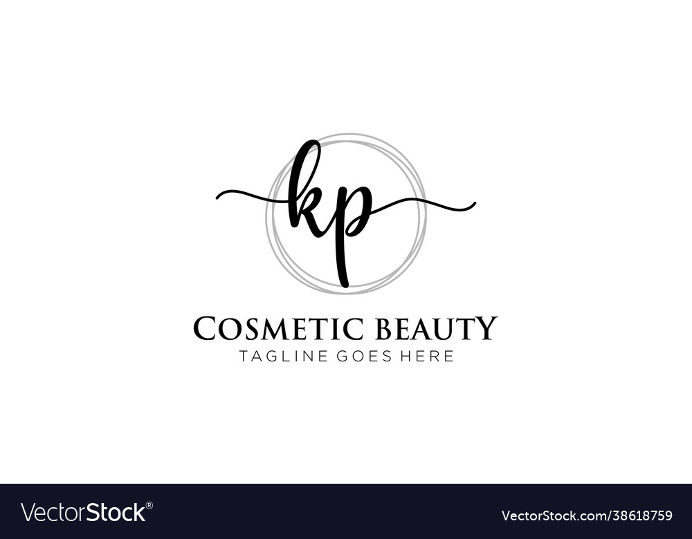 Initial kp feminine logo beauty monogram