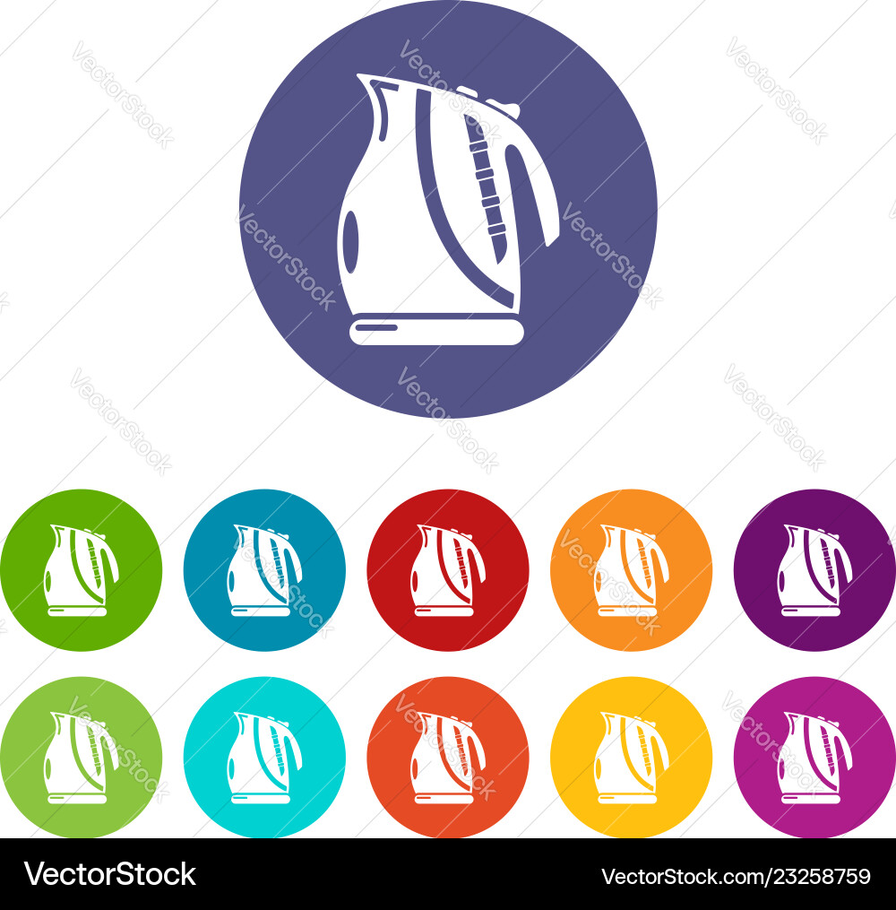 Kettle power icons set color Royalty Free Vector Image