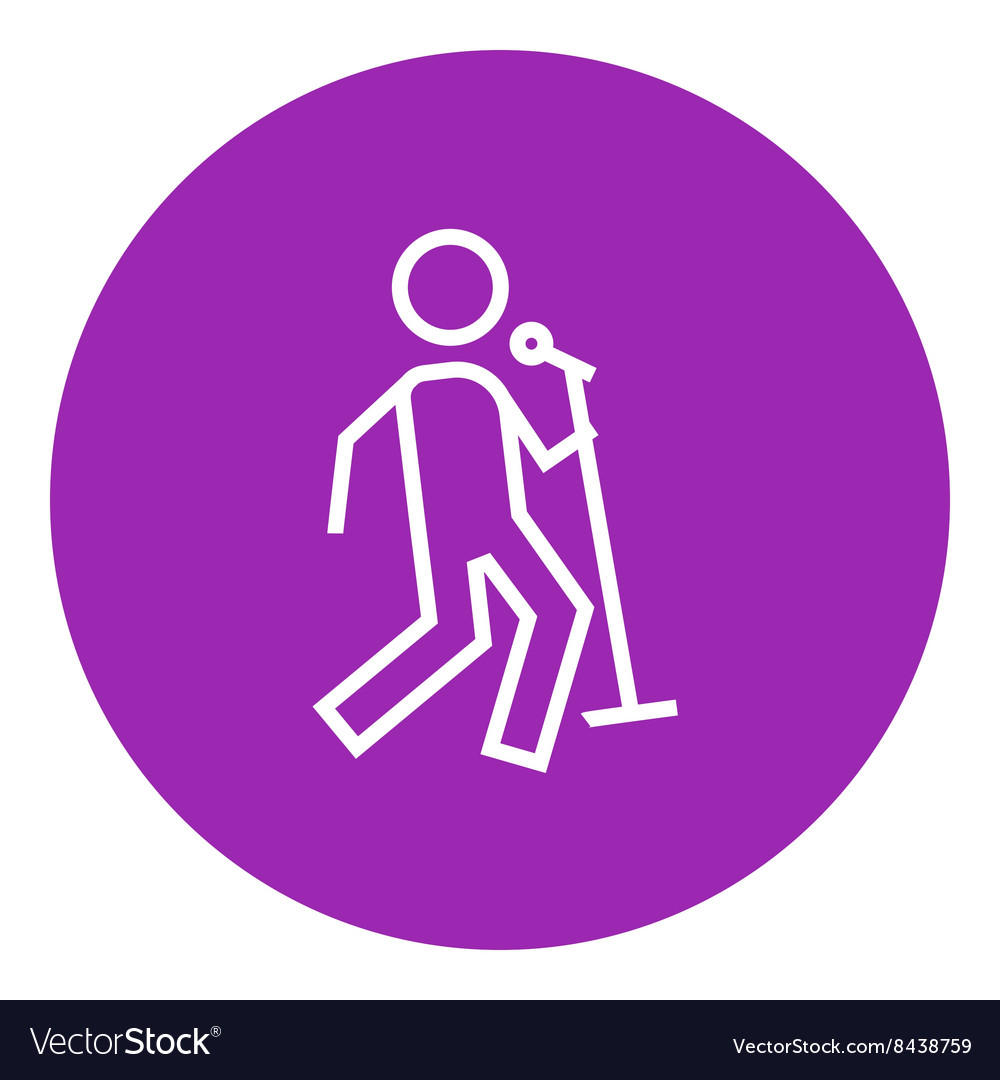 Man singing with microphone line icon