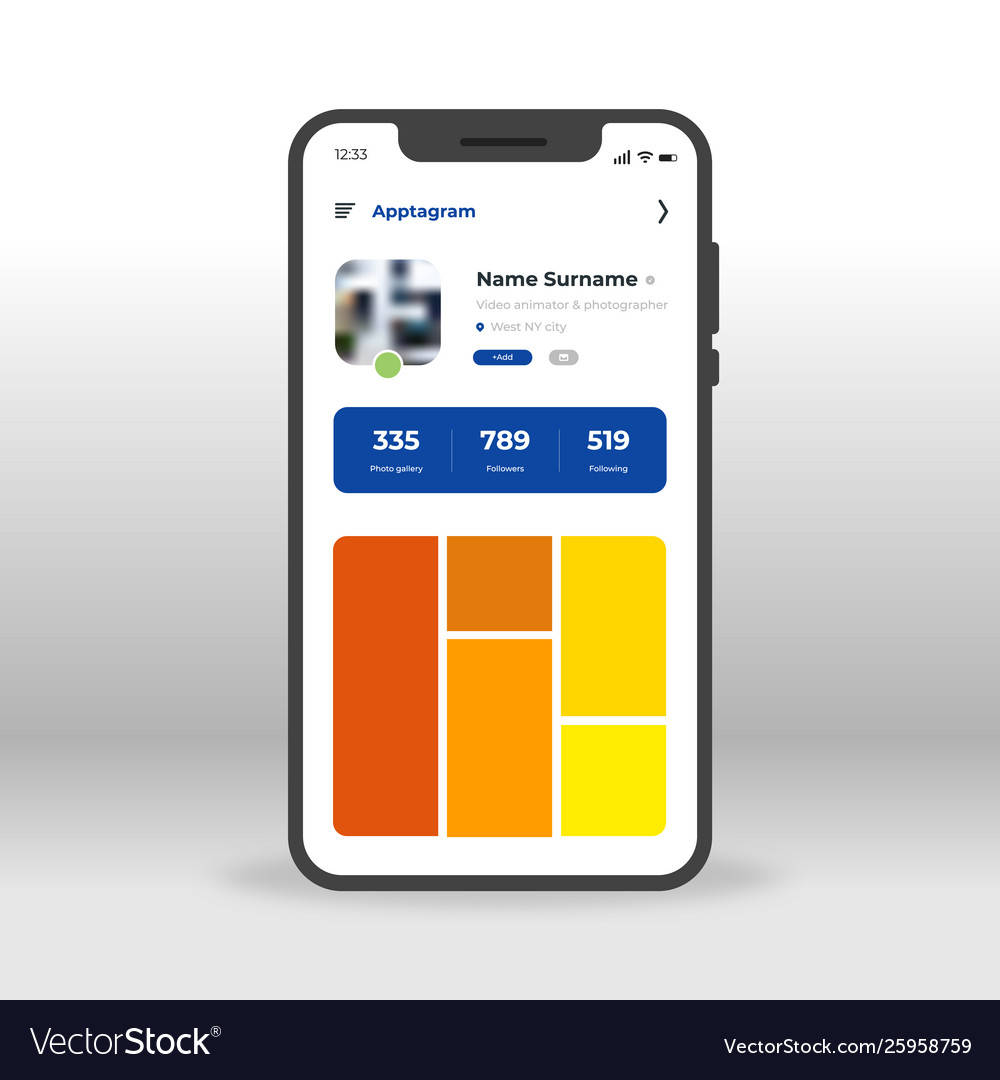 Orange and yellow social network profile ui ux