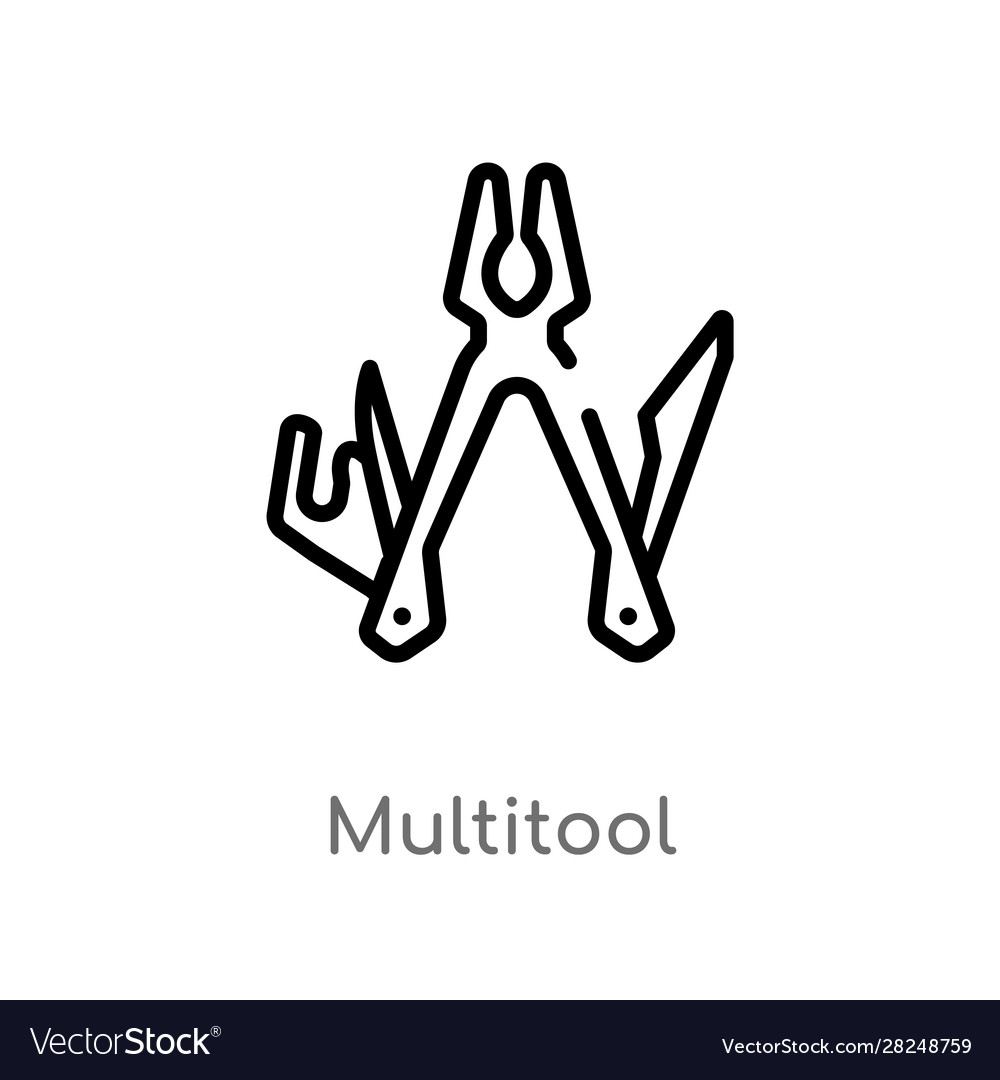 Outline multitool icon isolated black simple line