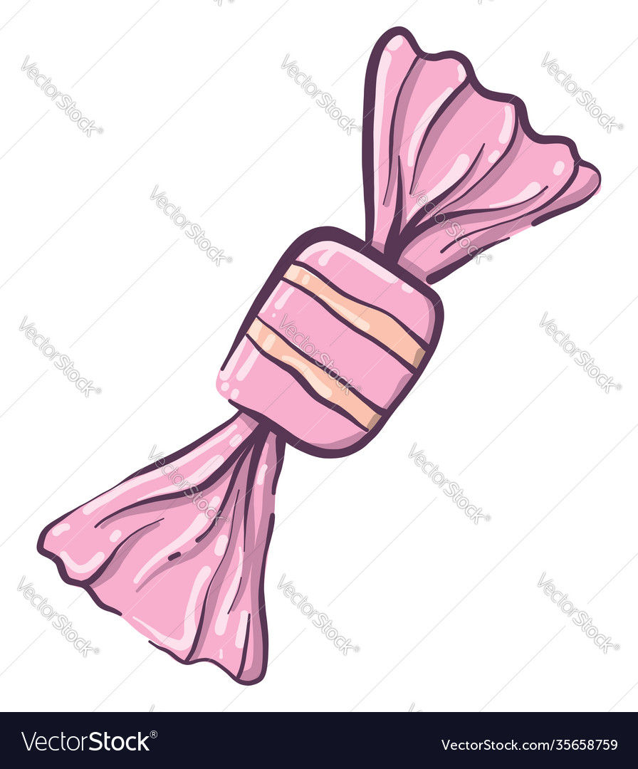 Pink candy on white background