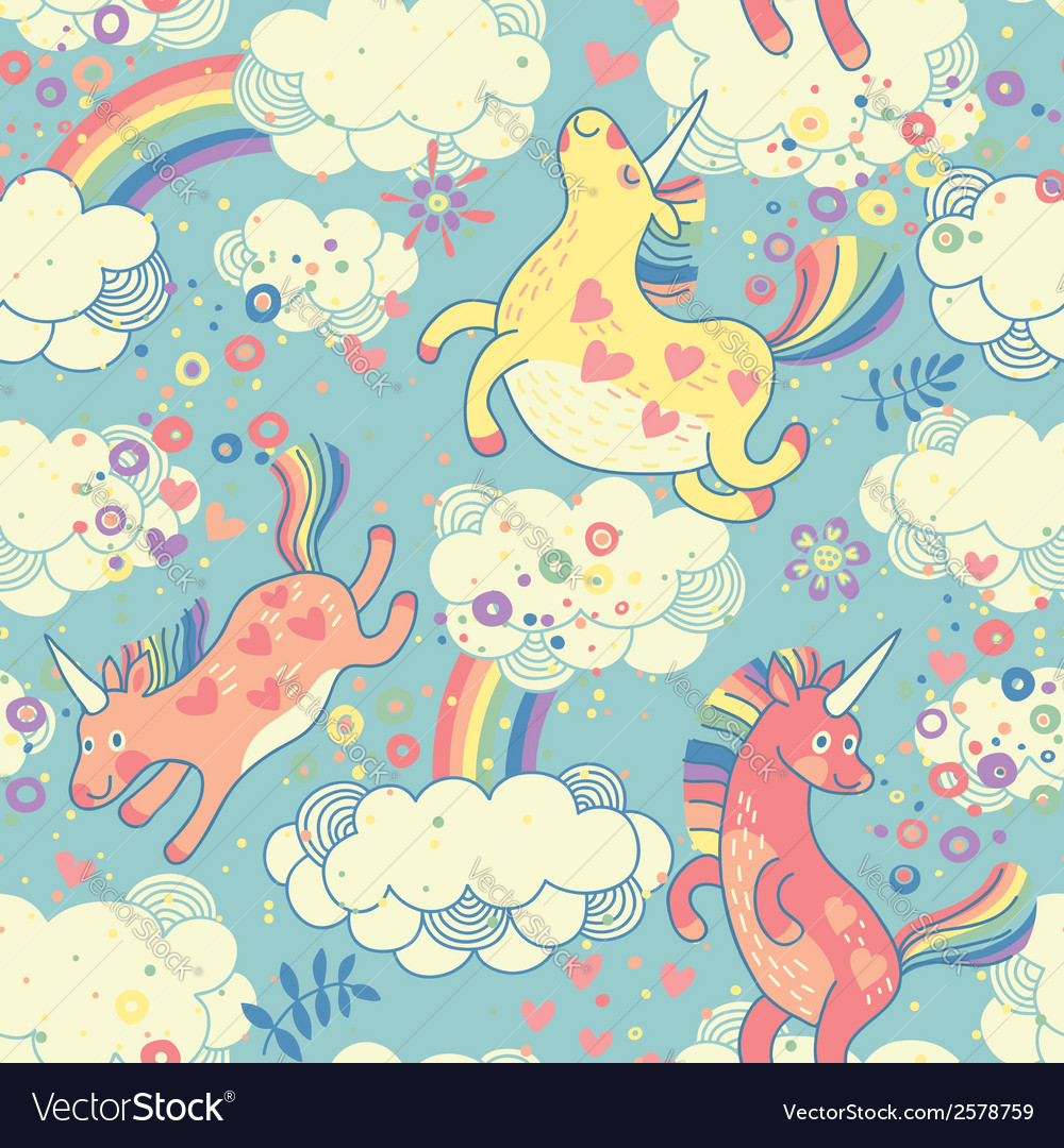 Rainbow Unicorn Cloud Pattern