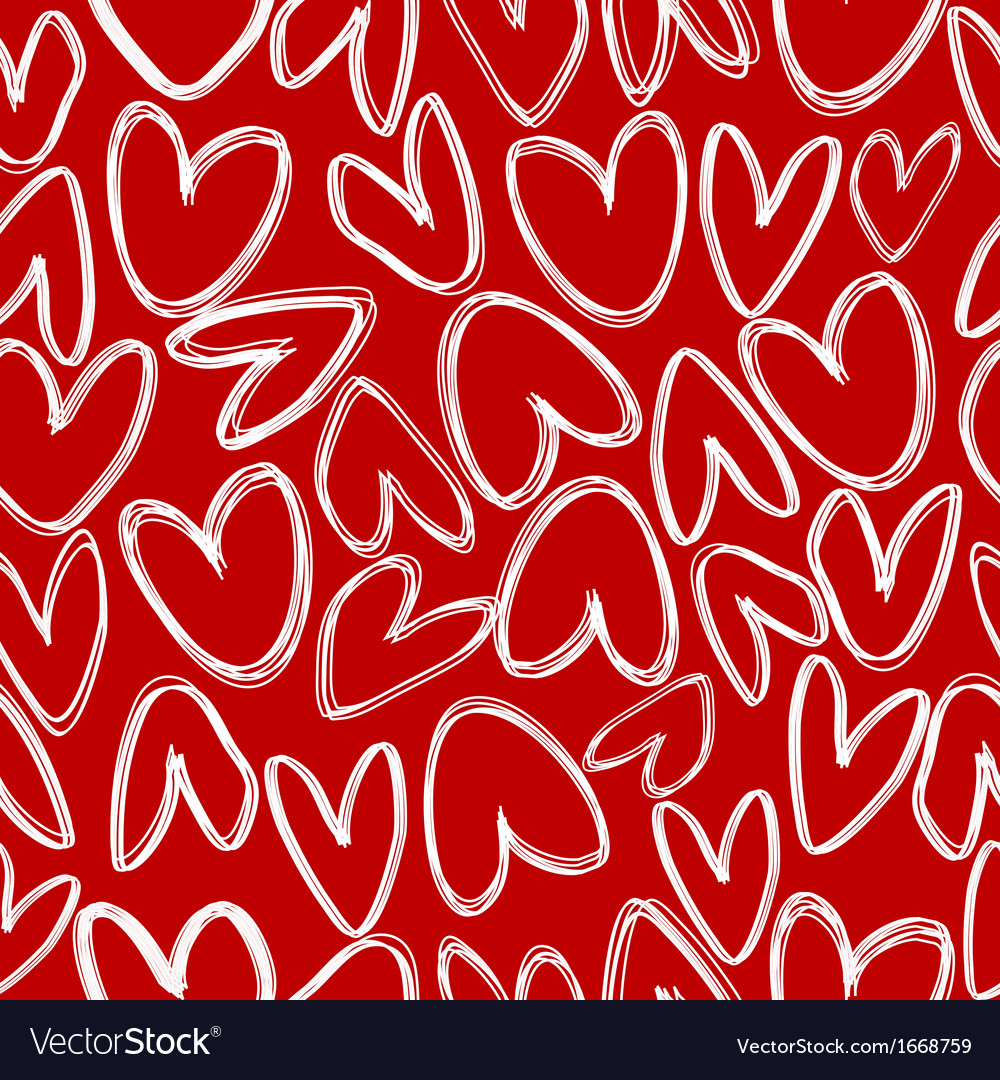 Red seamless with doodle hearts Royalty Free Vector Image