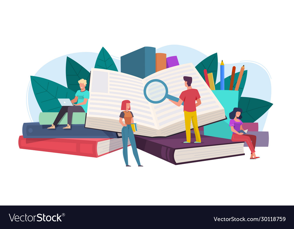 Students young people readers sitting lying Vector Image