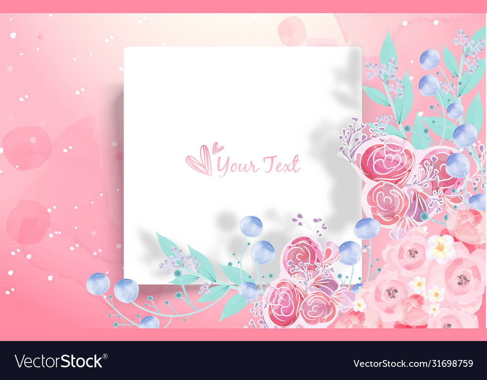 Sweet floral wedding card in watercolor style