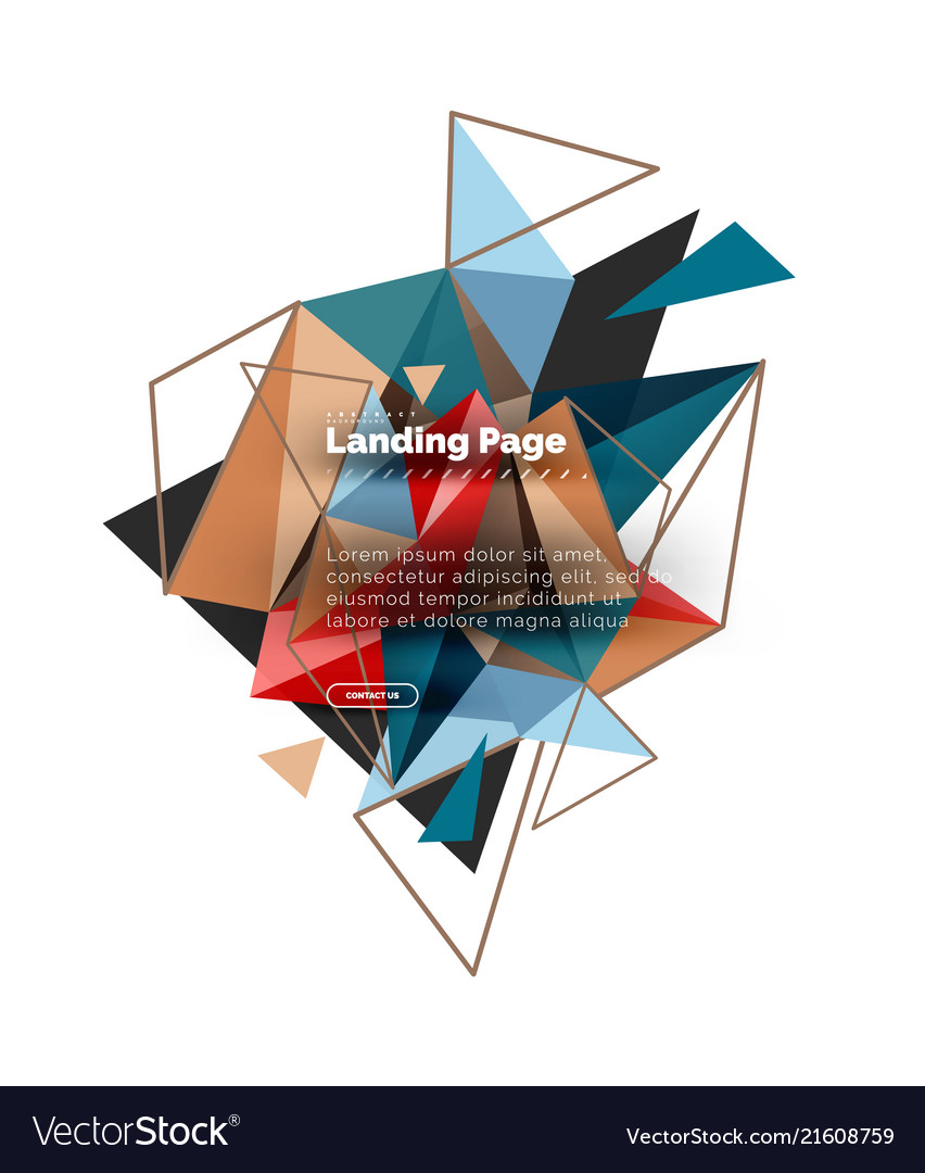 Triangular design abstract background landing vector image Triangular design abstract background landing