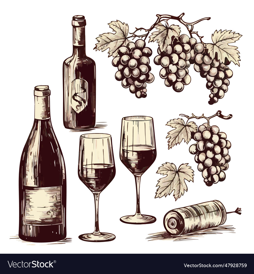 Wine sketch icon eps10 Royalty Free Vector Image