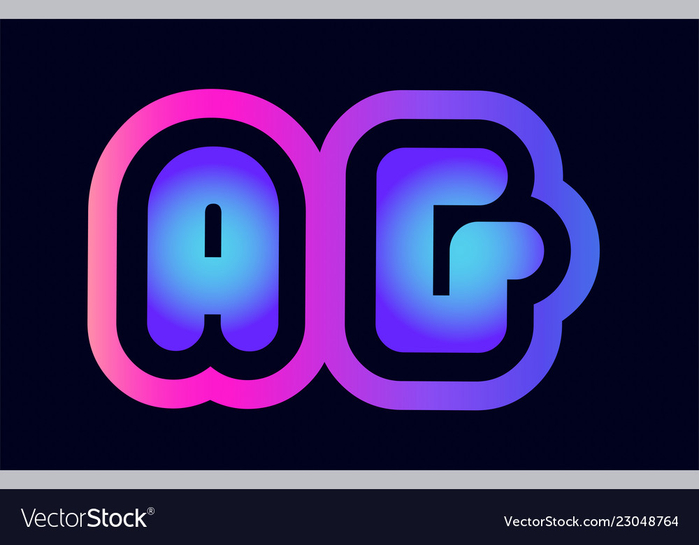 Ag a g pink blue gradient alphabet letter logo Vector Image