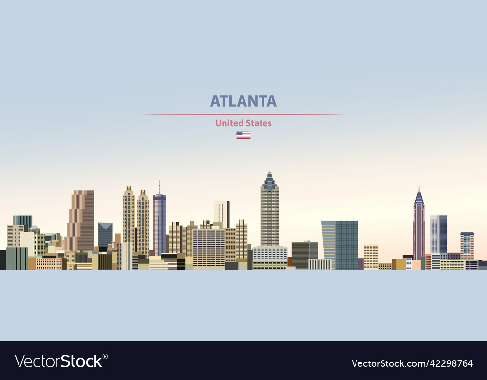 Atlanta city skyline on colorful gradient