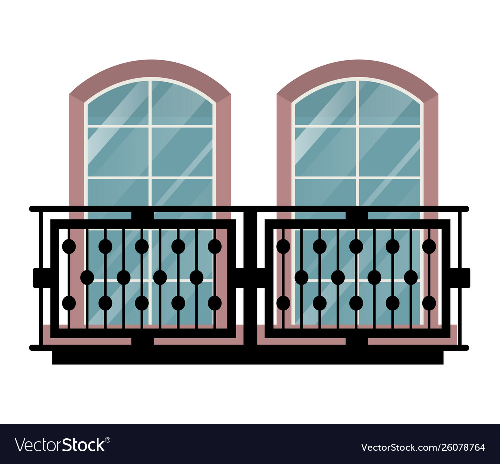 Balcony vintage balconied railing windows Vector Image