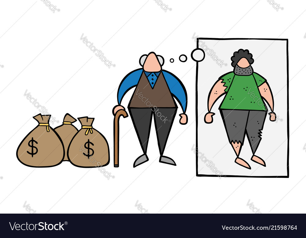 Cartoon rich old man with dollar money sacks Vector Image Cartoon rich old man with dollar money sacks Vector Image