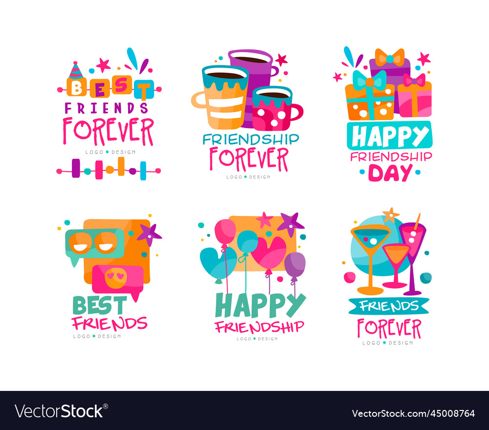 Friends forever logo design with balloons gift