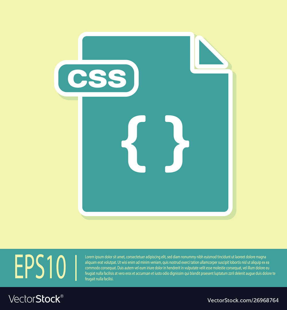 Green css file document download button icon vector image Green css file document download button icon