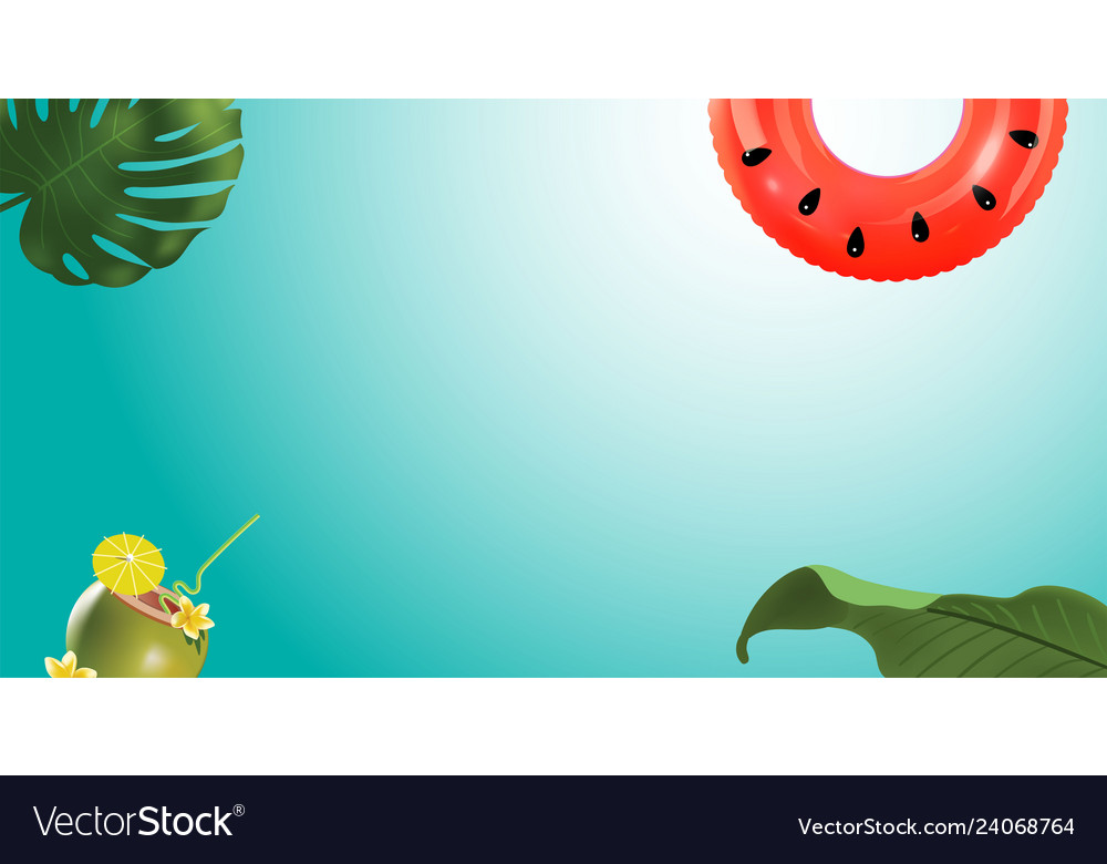 Green palm leaf branches and other beach elements Vector Image Green palm leaf branches and other beach elements