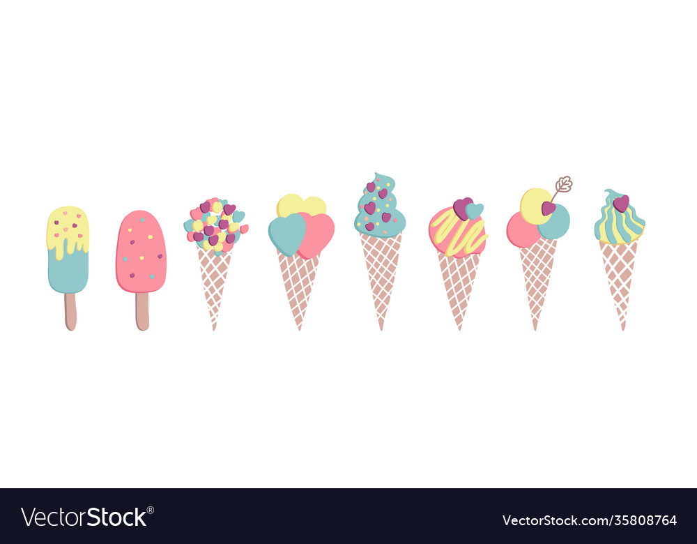 Hand drawn with ice cream heart Vector Image Hand drawn with ice cream heart