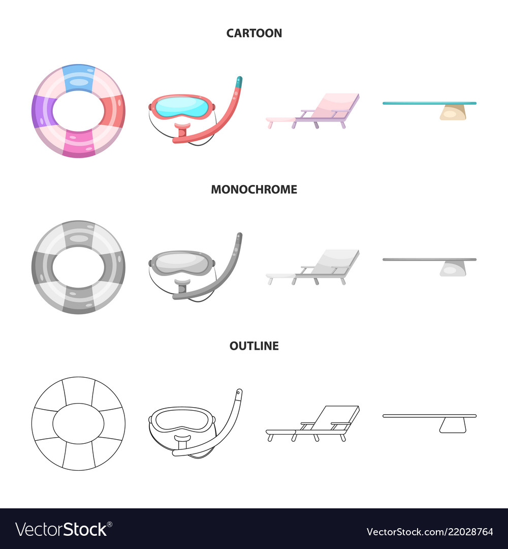 Isolated object of pool and swimming icon set vector image Isolated object of pool and swimming icon set