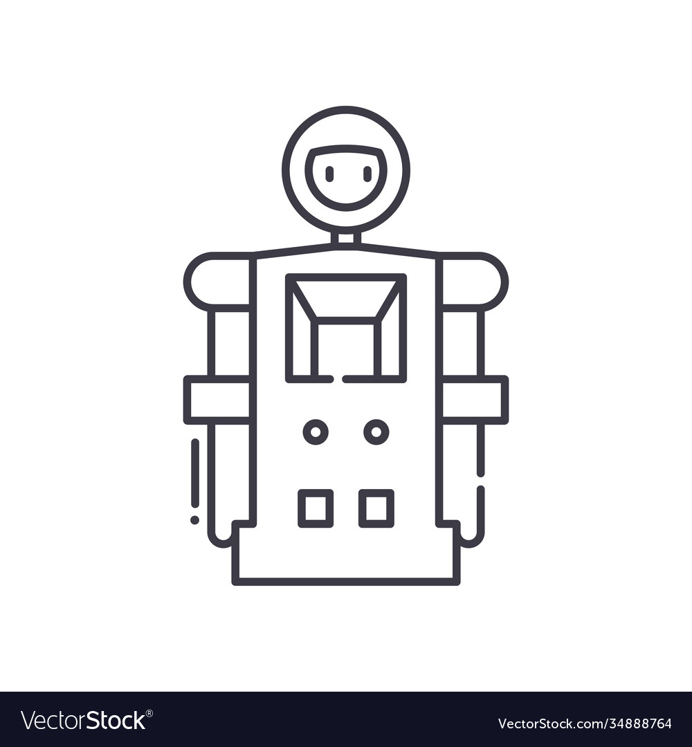 Prototype robot icon linear isolated