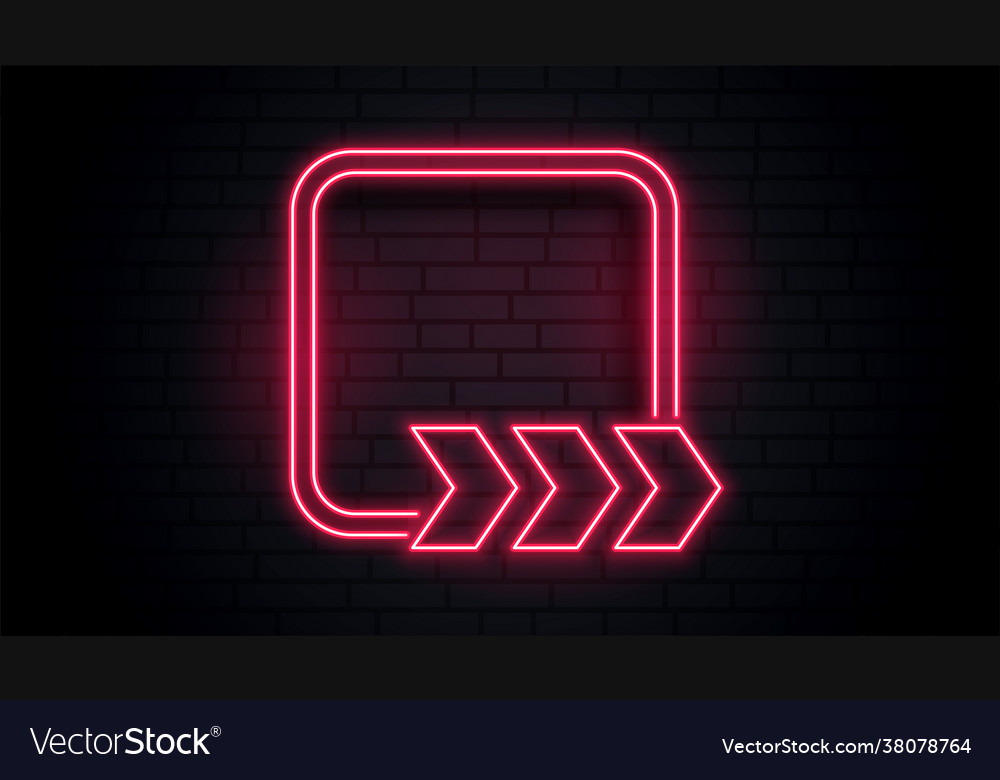 Red neon frame with direction arrow