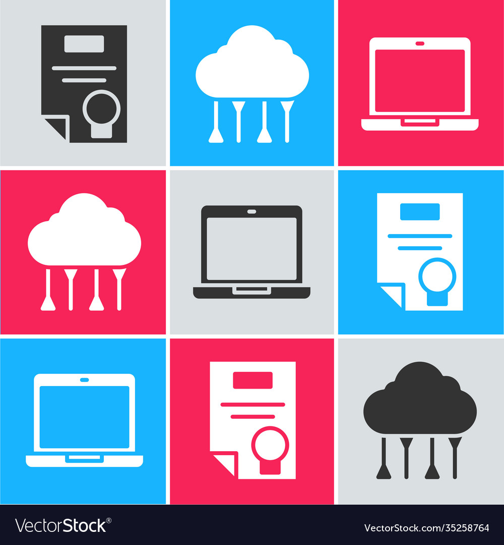 Set certificate template network cloud connection Vector Image Set certificate template network cloud connection
