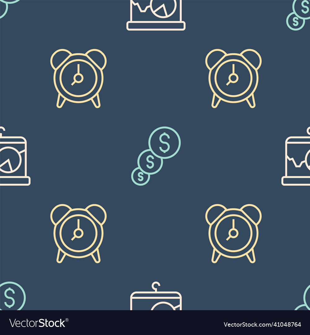 Set line chalkboard with chart alarm clock vector image Set line chalkboard with chart alarm clock