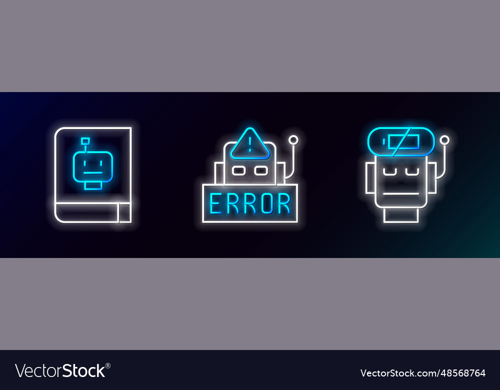 Set line robot low battery charge user manual vector image Set line robot low battery charge user manual