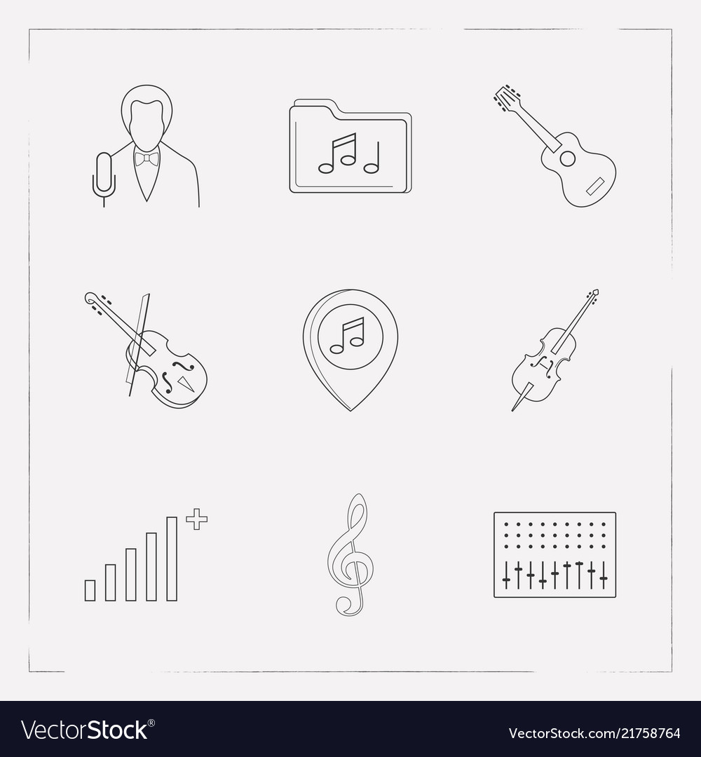 Set of audio icons line style symbols with treble