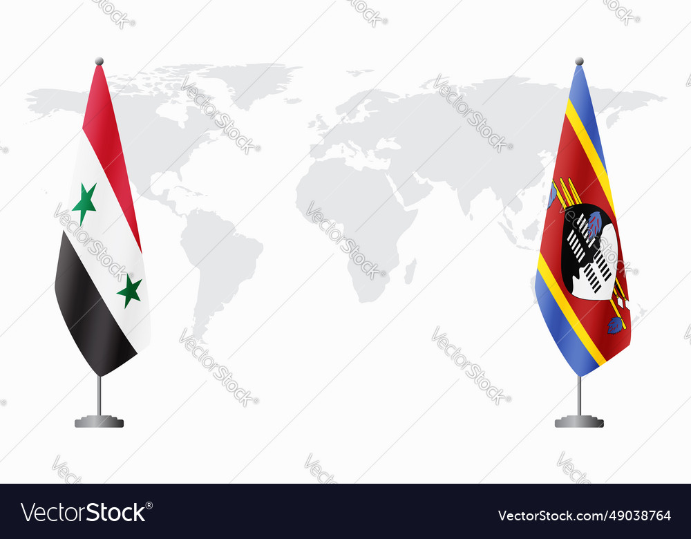 Syria and kingdom of eswatini - swaziland flags