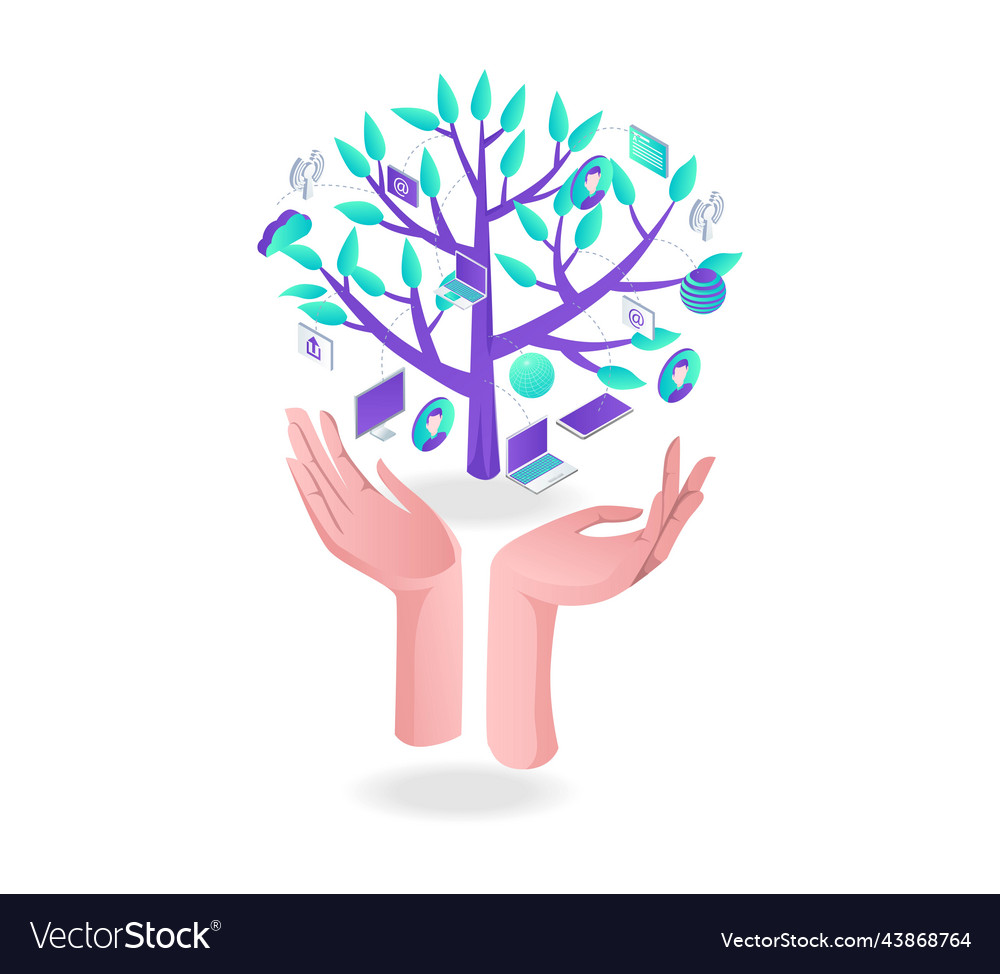 Tree on hand with tools vector image Tree on hand with tools