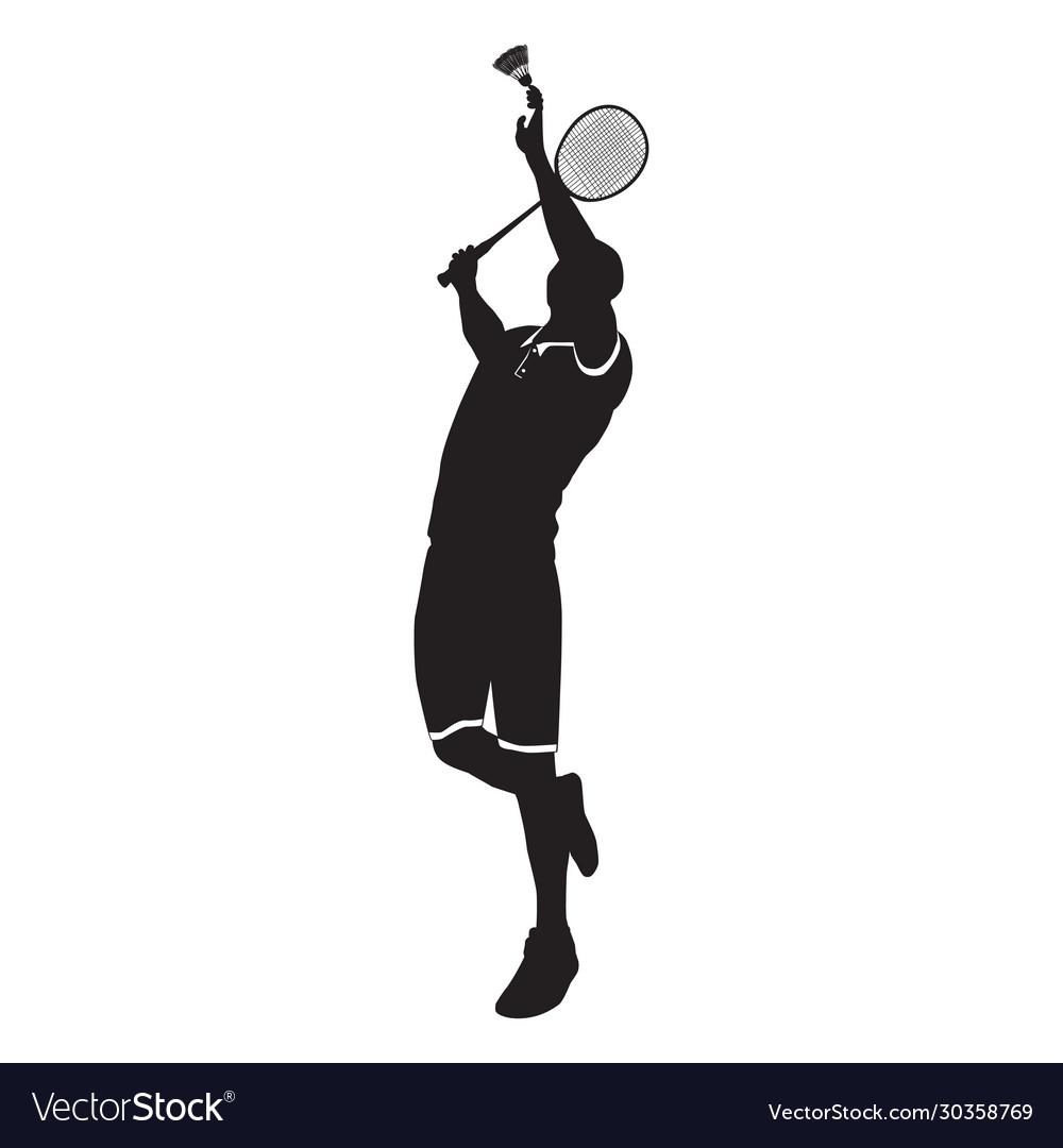 Badminton player with racket and shuttlecock vector image Badminton player with racket and shuttlecock