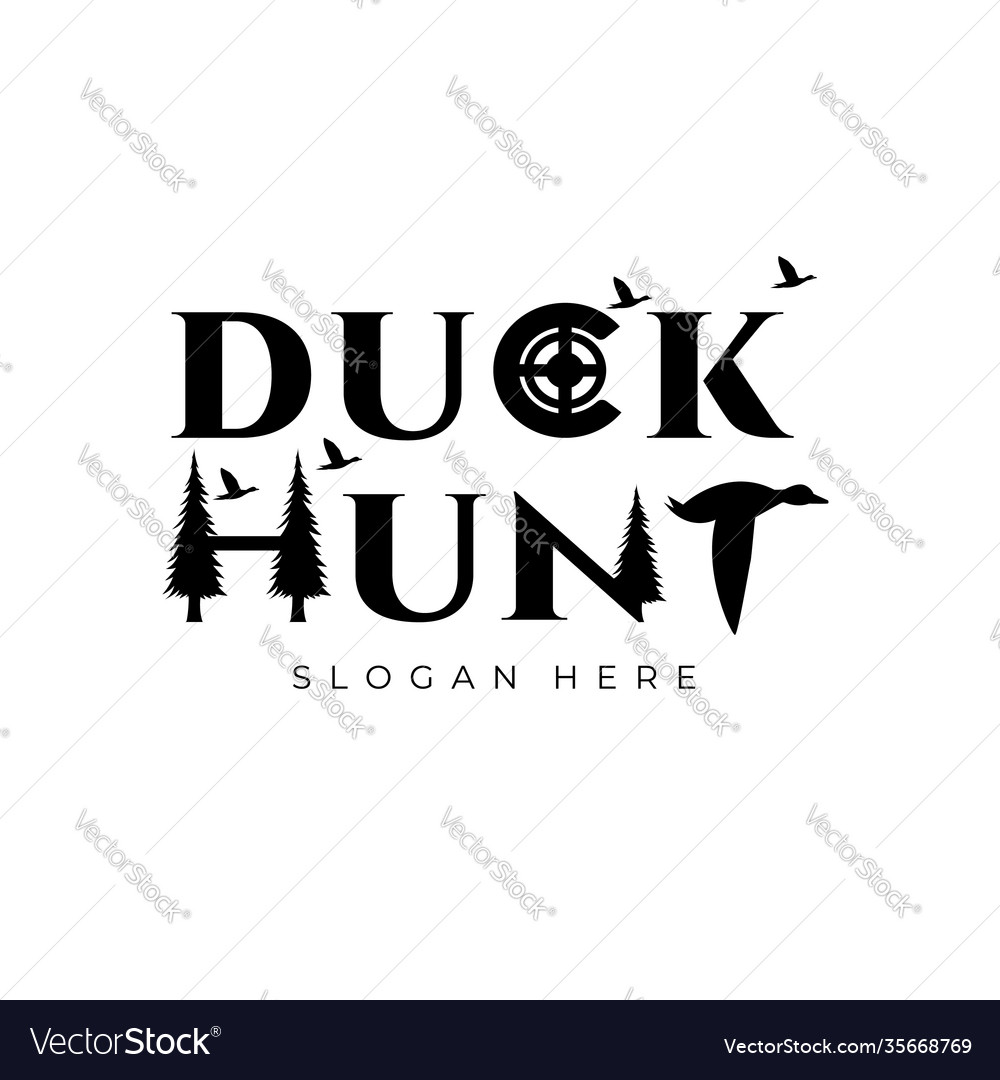 Kreative Ente Jagd Buchstaben Marke Logo Design berühmt vector image Kreative Ente Jagd Buchstaben Marke Logo Design berühmt