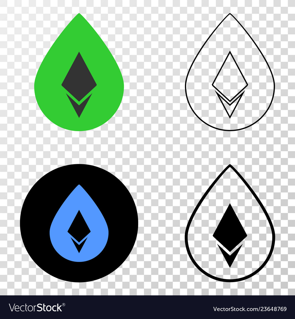 Crystal drop eps icon with contour version