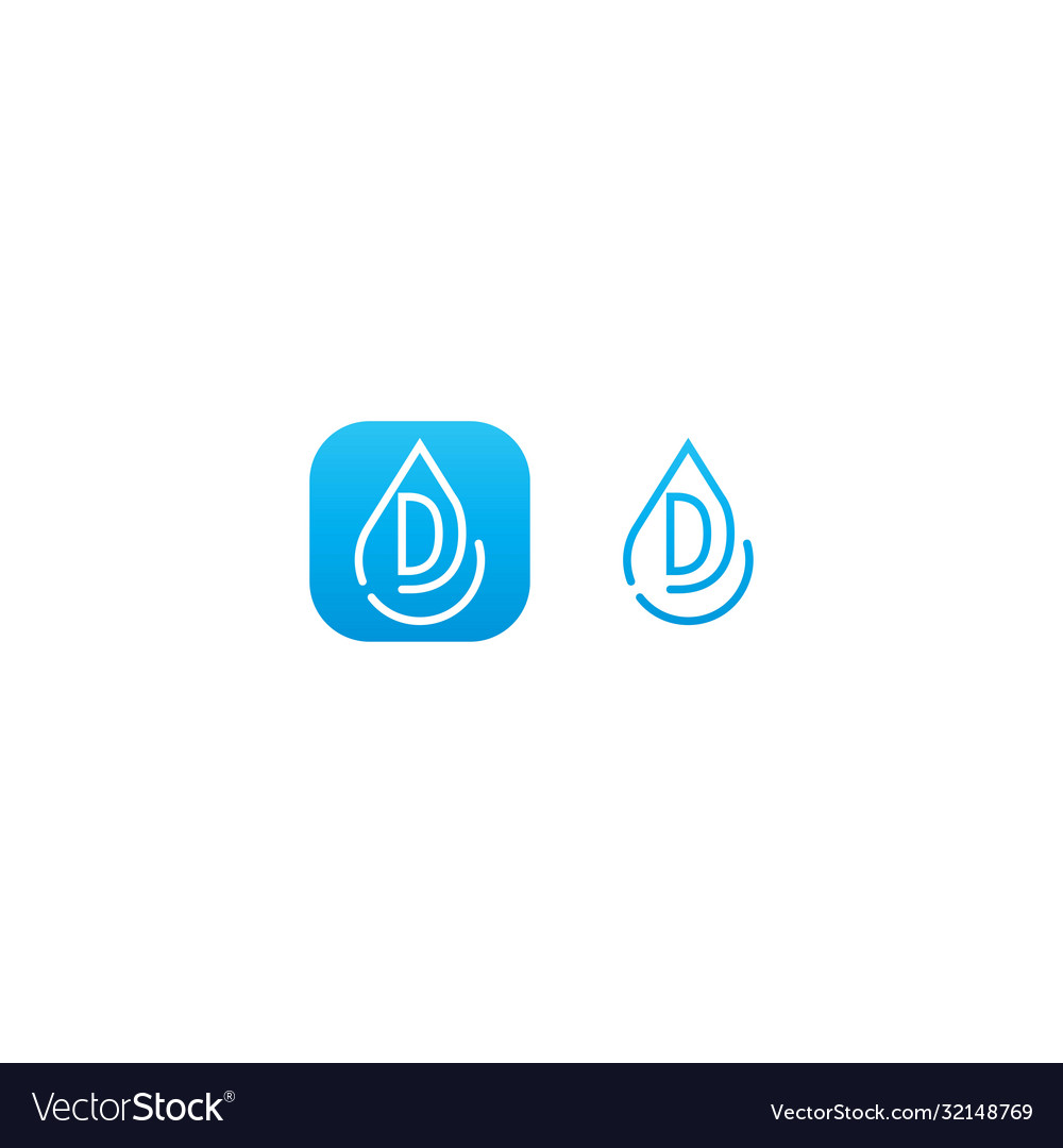 Drop water d logo letter design concept