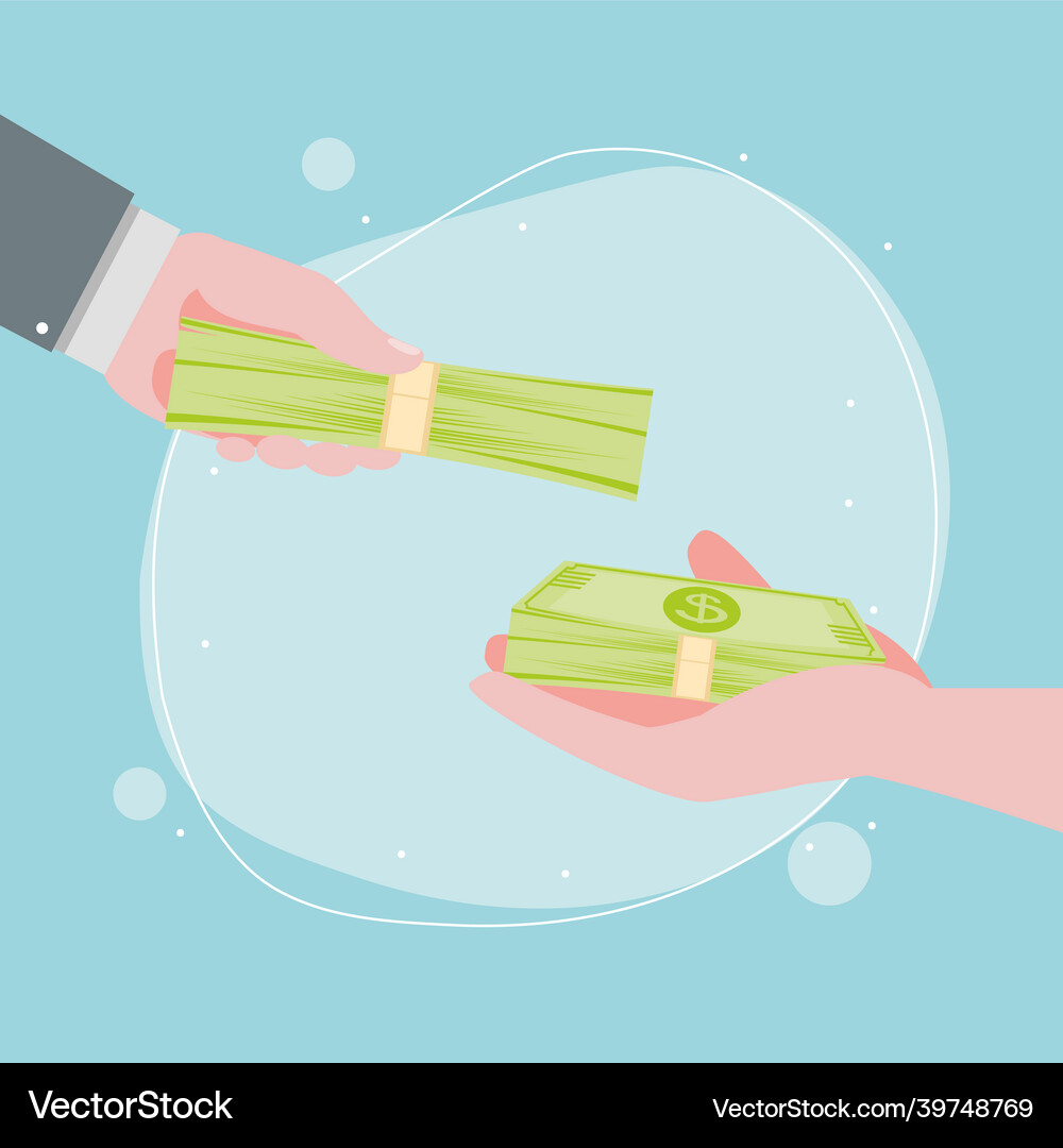 Hands with dollar Royalty Free Vector Image - VectorStock
