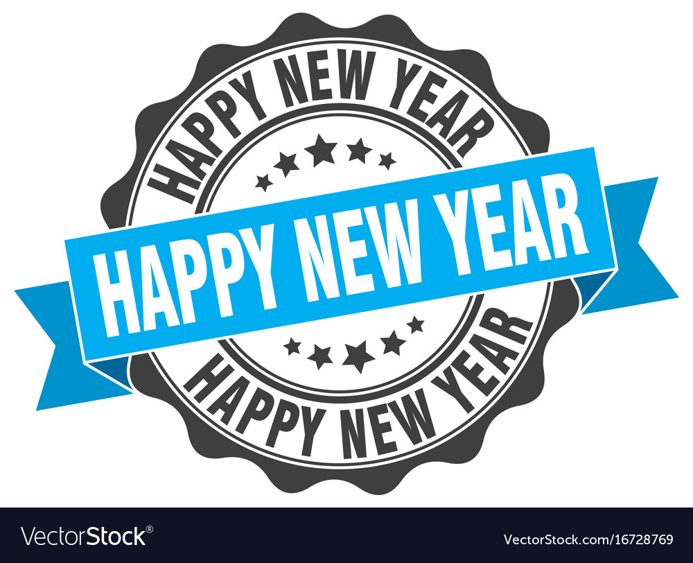 Happy new year stamp sign seal Royalty Free Vector Image