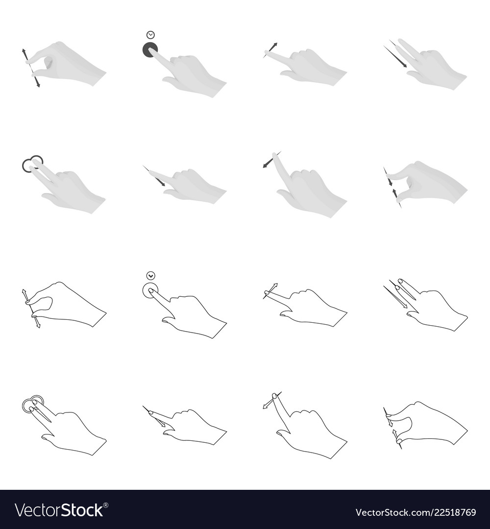 Isolated object of touchscreen and hand icon set vector image Isolated object of touchscreen and hand icon set