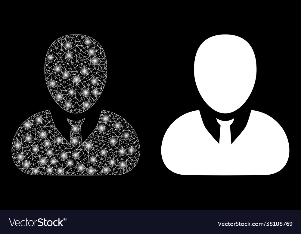 Polygonal network mesh user profile with glare vector image Polygonal network mesh user profile with glare