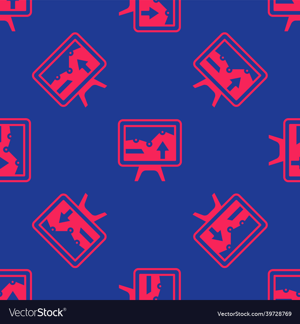 Red computer monitor with graph chart icon vector image Red computer monitor with graph chart icon