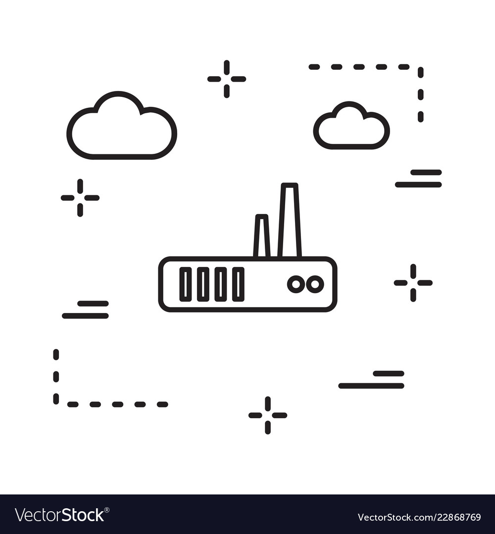 Router icon in creative design with elements