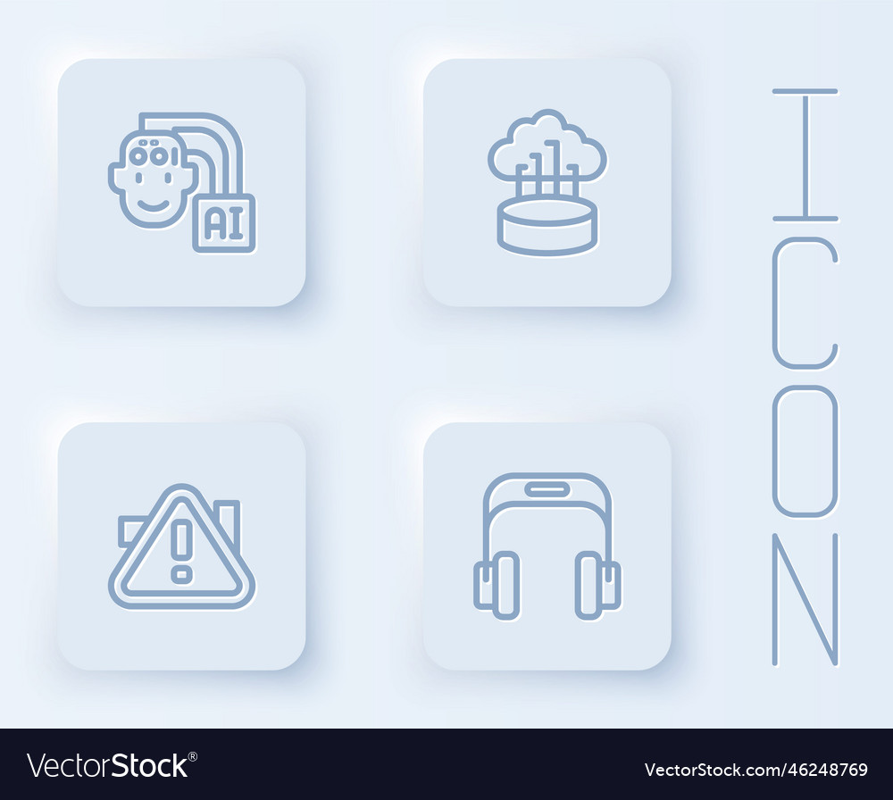 Set line humanoid robot network cloud connection vector image Set line humanoid robot network cloud connection