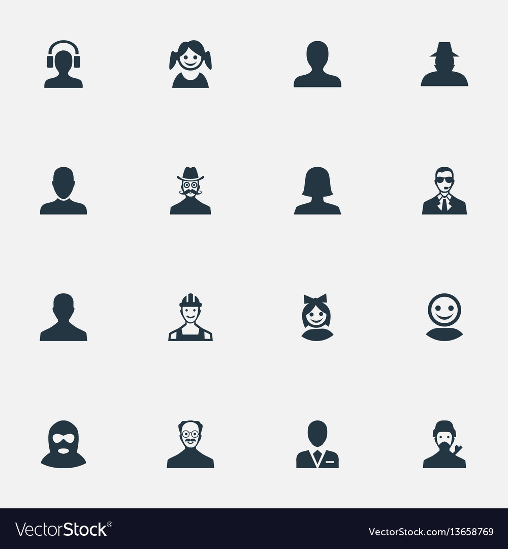 Set of simple member icons vector image Set of simple member icons