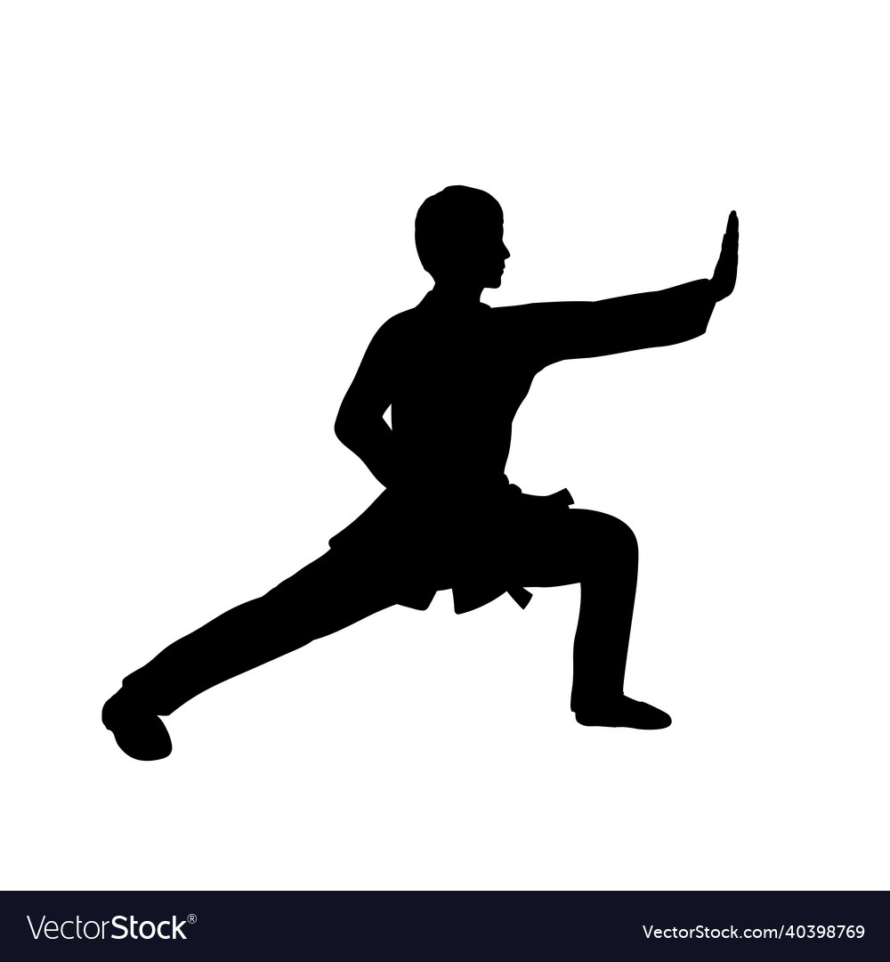 Silhouette of man train martial arts archer pose Vector Image