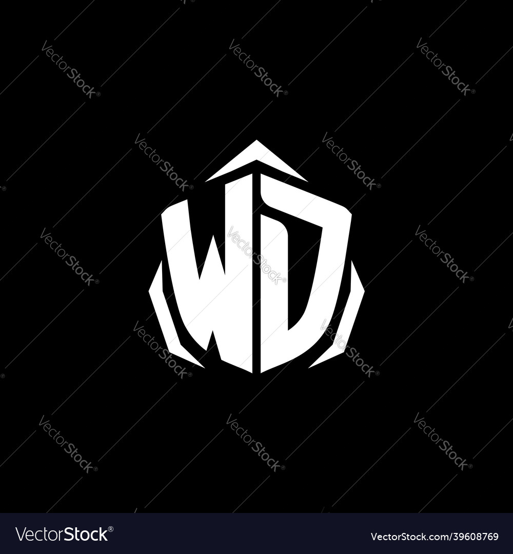 Wd monogram shield shape style