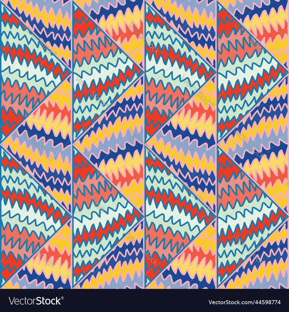 Abstract wave seamless pattern in doodle style