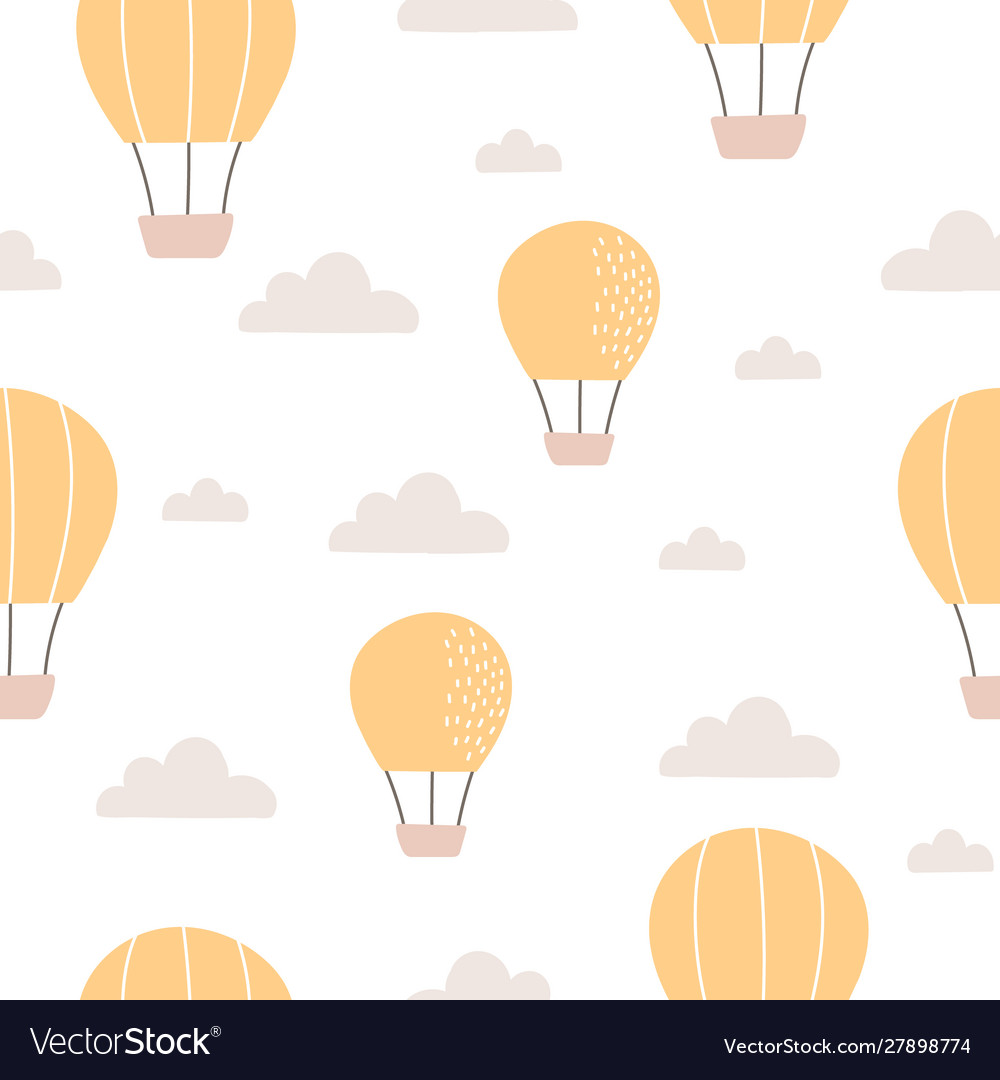 Balloons and clouds seamless pattern background vector image Balloons and clouds seamless pattern background