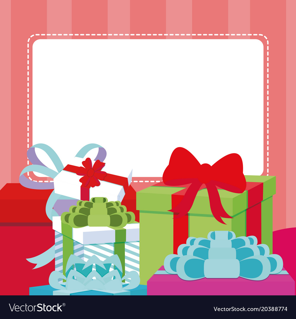 Blank note card with gift boxes Royalty Free Vector Image