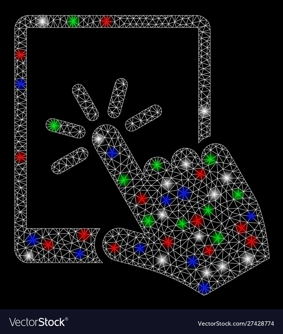 Bright mesh 2d tablet click with flash spots vector image Bright mesh 2d tablet click with flash spots