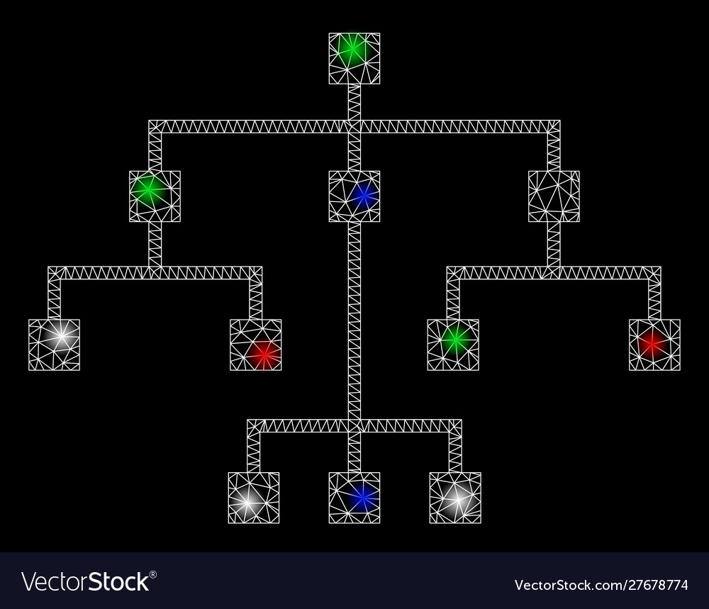 Bright mesh wire frame algorithmic tree with flash vector image Bright mesh wire frame algorithmic tree with flash